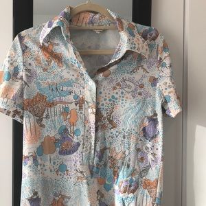Vintage polyester shirt with pointed collar